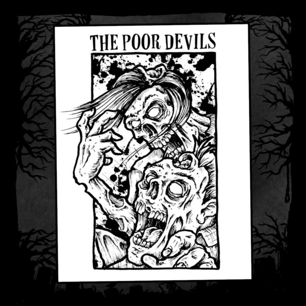 Backpatch - The Poor Devils - Skulls (Farbe weiß, Druck schwarz)